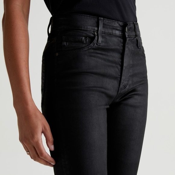 Ag NWOT Farrah High Rise Skinny Ankle Leatherette Jeans in Super Black Size 27 - Picture 3 of 11